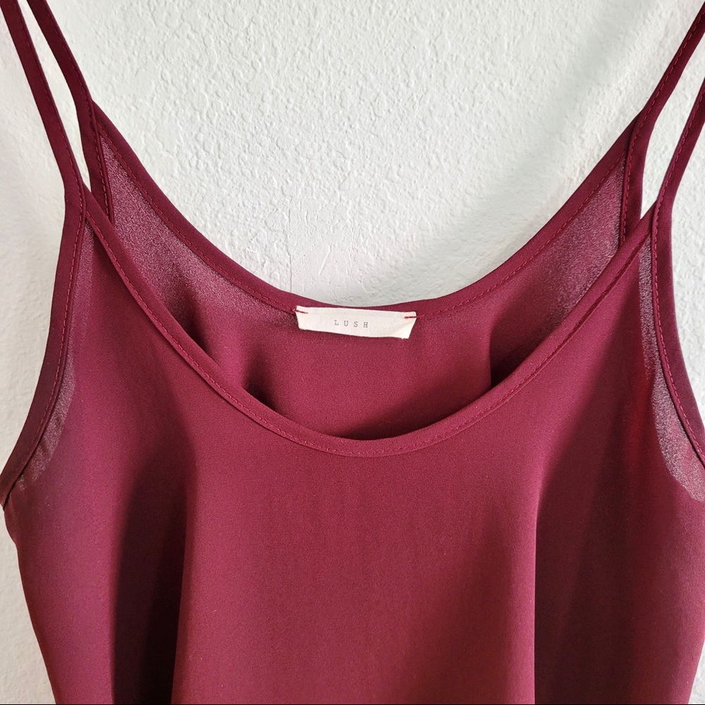 Lush • Maroon Flowy Chiffon Tank Top - Picture 4 of 5